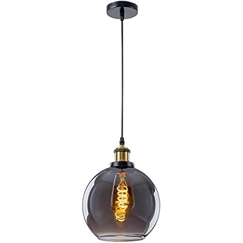 Industrial Vintage Pendant Ceiling Light Grey Smoke Glass Globe Pendant Light Fixture Smokey Grey Cover