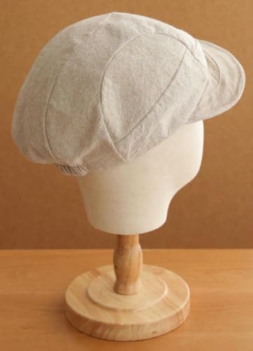 Gorra tipo boina plisada de lino y algodón para mujer miniatura 3