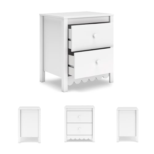 Signature Design by Ashley Bedside Table Nightstand, Scalloped, 2 Drawers - image 3