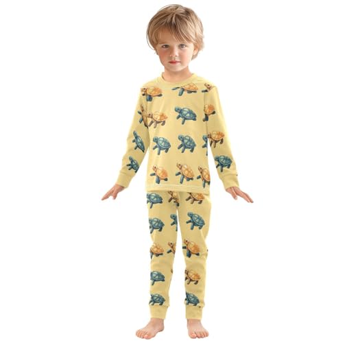 Pajama Sets Long Sleeve Sea Colorful Turtle Pattern Print Soft Comfy Sleepwear 2 Piece PJS 3-8T2
