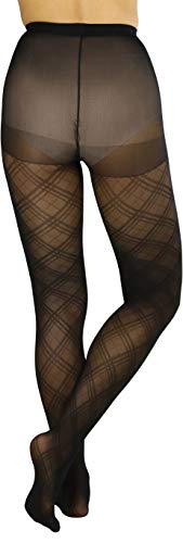 ToBeInStyle Women's Argyle Checkered Diamond Rhombus Net Opaque Sheer Tights Pantyhose2