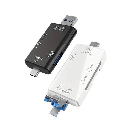 EZ LIVING 6-in-1 Multi-Functional Card Reader with USB Type-C and USB-A – SD, MicroSD, CF, MS, and XD Card Compatibility – High-Speed Data Transfer Adapter
