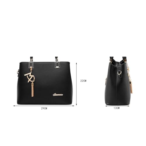 HALAMODO Hand Bag Luxury Handbags Womens bags Designer Shoulder bag Female Messenger Bags Simple Tote Crossbody Bags for girls White (Black)