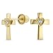 Produktbild Winzige Minimalistische Religiöse Christian Katholischen Cz Real 14K Gold Schraube Zurück Herz Kreuz Ohrstecker Für Frauen Für Teen