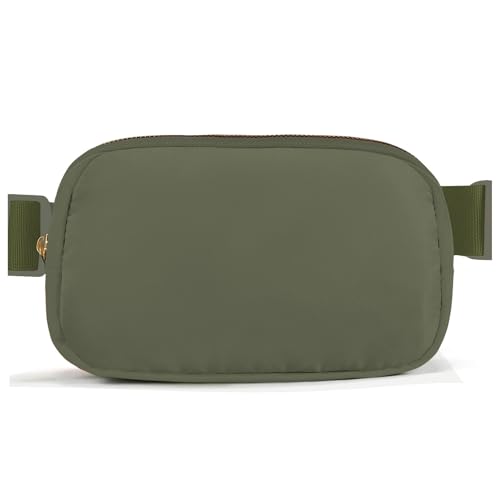 Cwualo Belt Bag Zipper Fanny Pack Crossbody Bags for Women Fashion Nylon Waist Packs Water Repellent Two Way wear with Adjustable Strap Gifts for Teenage Girls Women Men(dark green)