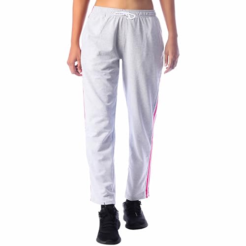 Image of London Hills Women's Regular Fit Mid Rise Cotton Blend Joggers Track Pants Striped Track Pants