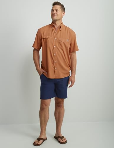 Image of HUK Men's Tide Point Kc Scott Original Artwork Short Sleeve Shirt, Fishing Button Down