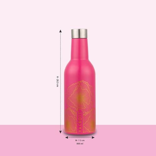 Image of CLAY CRAFT VACBOTT Ivy Wine Gold Double Walled|18 Hours Hot and 24 Hours Cold Water Vacuum Insulated Flask Bottle|1 Pcs|1000 ml Water Bottles|Travelling|BPA-Free|BIS Certified|1Year Limited Warranty