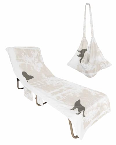 Forest Forest Beach Chair Towel Covers for Chaise Lounge With Side Pocket, Soft Plush Pool Towels Cover for Patio Sunbathing Outdoor 29''x85'' Winter Snow Wild Animal Pine Tree