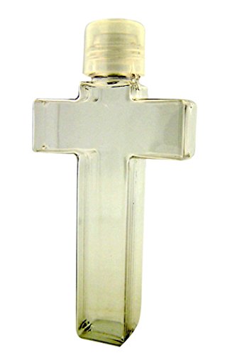 Religious Gifts Moulded Plastic Cross Shape Holy Water Bottle with Screw Top Lid, 3/4 oz