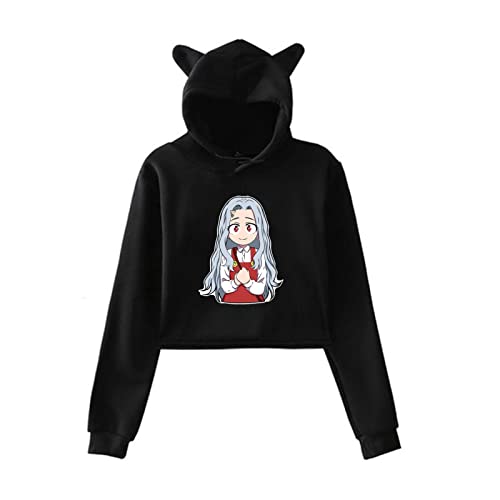 Apehuyuan Women's My Hero Academia Hoodies For Friend Heros Crop Tops Cute Eri Toga Cat Ear Sweatshirt Bakugou( s Eri Black)
