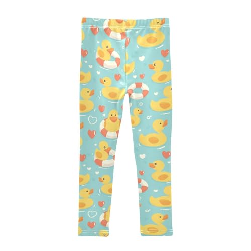 Yellow Ducks Girls' Leggings Toddler Doodles Hearts Kids Yoga Pants Dance Active Tights 4T2