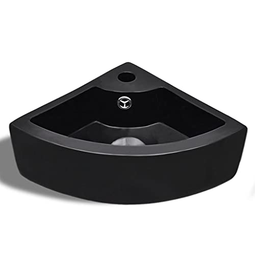 Lave-mains d'angle en céramique noire 45 cm suspendu de haute qualité - 4