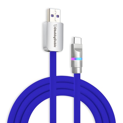 Image of chubbycable Neon Chubby - Fast Charge Cable with Smart Light RGB Color Gradual Light Up LED USB Charging Cable, Dark Blue, USB-A to Type-C, 8.5 FT