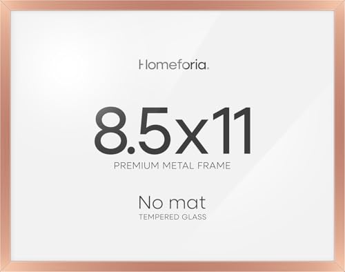 Image of Homeforia 8.5x11 Diploma Frame Rose Gold, High End Metal 8.5 x 11 Certificate Frames, 11x8.5 Document Frames for Wall or Tabletop, 8.5 by 11 Award Letter Size Frame, Tempered Glass, Wall Kit, Set of 2