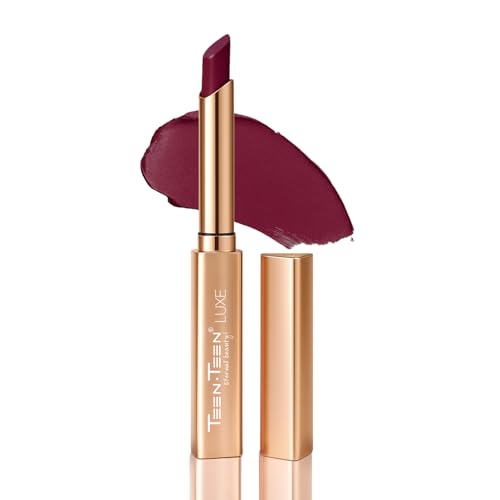 Image of TEEN TEEN LUXE Matte Lipstick | Long-Lasting Wear Up to 12 Hours | Ultra Smooth Velvet Finish | Rich Pigmented Lip Shade | Lightweight & Travel Friendly | Rum-Raisin, 1gm