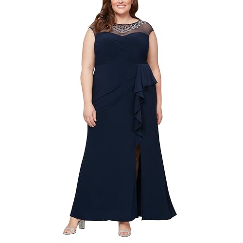 Image of Alex Evenings Womens Plus Size Long Sleeve Sweetheart Neckline Dress