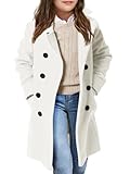 Haloumoning Girls Double Breasted Trench Coat Kids Notch Lapel Long Peacoat with Pockets 5-14 Years