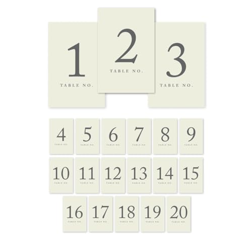 Andaz Press Table Numbers 1-20 on Perforated Paper, Ivory, 4x6-inch Single Sided Sign, 1-Set, For Weddings, Bridal Shower