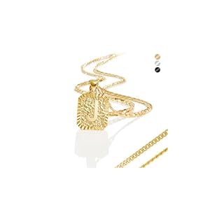 Gold Initial Necklaces for Men 18k Gold Plated Letter A-Z Pendant With Stainless Steel Figaro/Rope/Cuban Chain, Mens Cross Letter Necklace for Christmas Birthday Religious Gifts