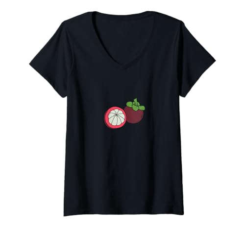 Mujer Frutas Tropicales exóticas de mangostán Camiseta Cuello V