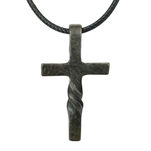 Handmade Cross Necklace, Retro Cross Necklace Steel Classic Twisted Cross Pendant Necklace,Long Leather Rope Necklace Jewelry,for Men Women Gifts (1PCS)