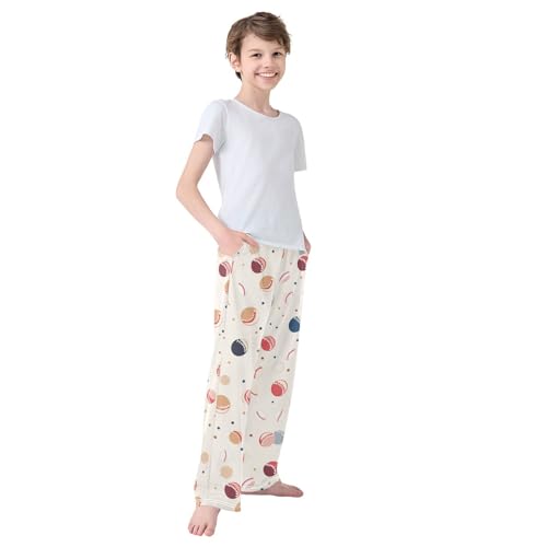 Boys' Pants Baseball Ball Beige Long Bottoms Jogger Pants Elastic Waist Trousers with Pockets S-XL4