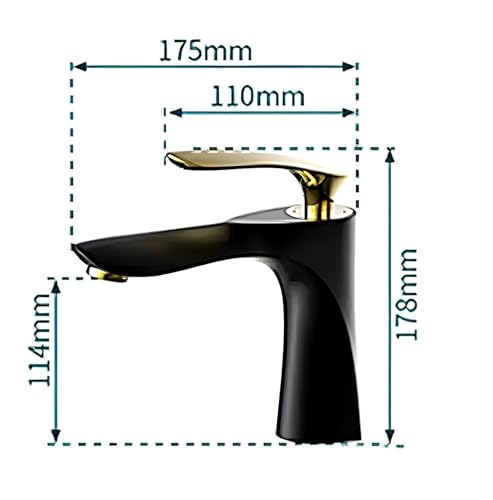 Image of 24x7 eMall Gold Basin Faucet Tap Mixer, for Bathroom Toilet Wash Basins Hot and Cold Water (Black-Gold) Golden