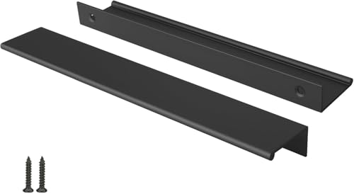 Image of Peaha 30 Pack Kitchen Cabinet Handles 7-9 /16 inch Black Drawer Pulls Edge Pulls | Black Cabinet Handles Finger Pulls for Cabinets Modern Hidden Aluminum Alloy Dresser Drawer Handles Closet Bedroom