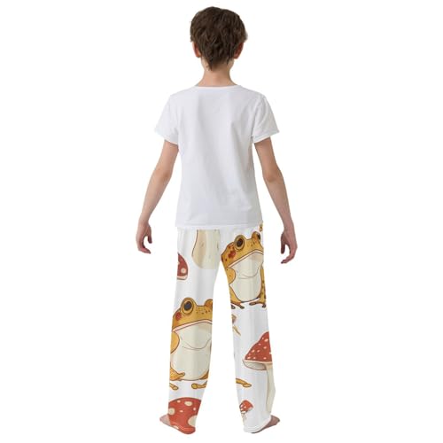 ZZXXB Frog and Mushroom Pattern Boys Long Pants Soft Trousers Elastic Waist Kids Lounge Bottoms with Pockets S-XL3