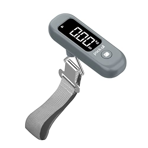 pack all 110 Lbs Luggage Scale, Digital Handheld Baggage Scale, Travel Suitcase Weight Scale with LCD Display, Battery Included, Rock Grey