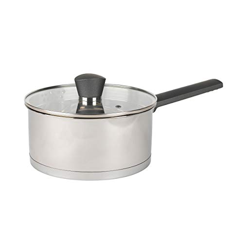 Russell Hobbs RH01164EU Excellence Cazo Con Tapa - 20 cm, Hecho De Acero Inoxidable Y Acabado Con Pulido Espejo, Apto Para Placas De Inducción Y Lavavajillas, Tapa De Vidrio, Libre De PFOA