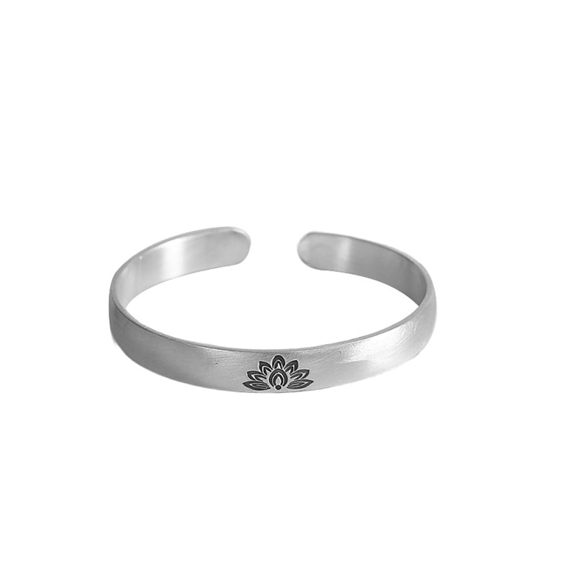 S999 Bracciale in Argento Con Incisione Del Fiore Di Loto, Bracciale Semplice Di Moda