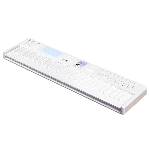 Image of Arturia KeyLab Essential 61 mk3 MIDI Controller with 61 Velocity-Sensitive keys, 9 Encoders, 9 Sliders, 8 RGB Pads - USB-C, Midi Out, LCD Screen, Bundled Software and DAW Integration - Alpine White