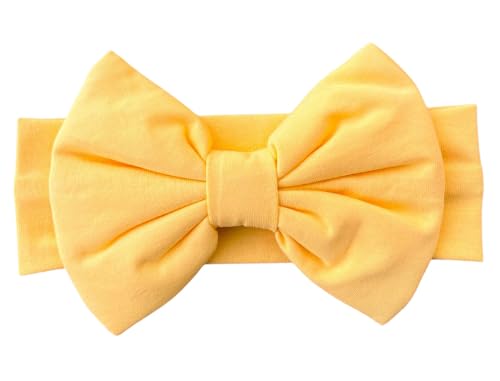 Baby Girl Headbands-Newborn Infant Toddler Cotton Handmade Hairbands with Big Large Bows Child Hair Accessories (Yellow, 0-6 Month)