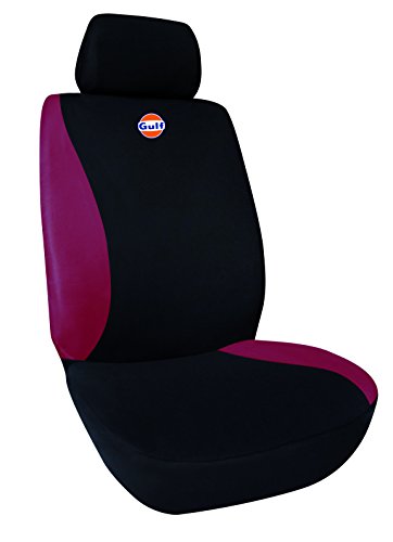 GULF 76120black/Red Funda Individual Universal para Coche con Auricular para appoggiatesta, Negro/Rojo