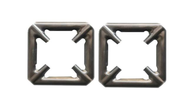 Ikarus Stainless Steel Gas Stove Pan Support, Pack of 2, Square Shape, 12.5x12.5x1cm, Silver, Removable LPG Burner Stand (2)