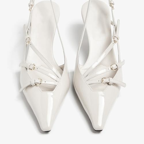 Cherry Red Heels for Women Closed Pointed Toe Slingback Pumps Buckled Strap Kitten Heel Dress Heeled Shoes4
