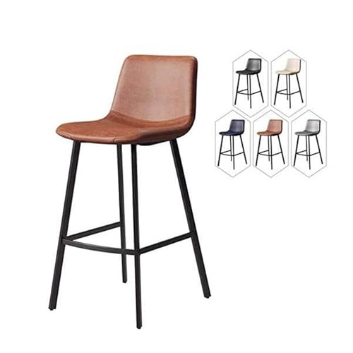 Silla De Bar De Lujo con Luz Nórdica, Islas para El Hogar, Taburete con Respaldo Alto, Barras Simples Modernas, Sillas De Cajero Brown,Sitting High 65cm