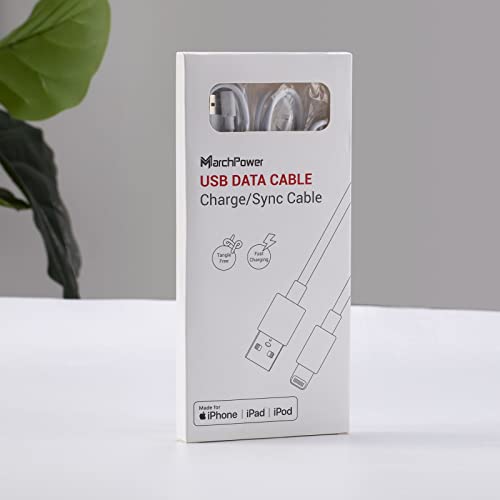 Image of Marchpower Lightning Cable 3FT, iPhone Cable 3FT MFi Certified, 3Pack iPhone Charging Cable Charger Cord for iPhone 14 Plus 13 12 11 Pro Max Mini XR Xs X 8Plus 7Plus 6S 6 5S iPad Pro Air iPod - White