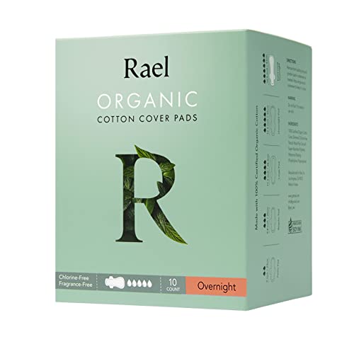Rael, Organic Cotton Cover Pads, Overnight, 10 Count