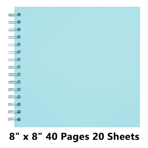 Remowith 8X8 Inch DIY Scrapbook Photo Album, Kraft Blank Paper Scrap Book 40 Pages Memory Book for Wedding Family, Light Blue