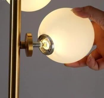 Image of Modern Black and Gold Floor Lamp, Tall Slim Design with 6 Globe Lights, 3-Color LED (Natural White, Warm White, Cool White), Stylish Standing Lamp for Living Room, Bedroom, Office