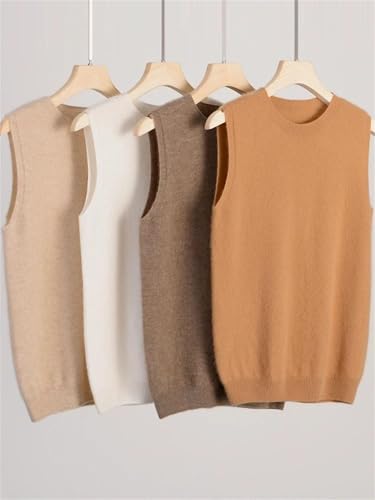 Womens Sleeveless Crewneck Pullover Sweater Merino Wool Casual Waistcoat Female Knitwear Tops2