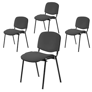 Topsit 4er Set Besucherstuhl ISO, Bequemer Konferenzstuhl, stapelbar, mit gepolsterter Sitzfläche und Rückenlehne (Antrazit)