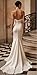 Memphty Strapless Mermaid Wedding Dresses for Bride Long Slit Lace Beach Boho Satin Bride Gowns with Train White