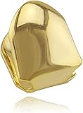 COLORFUL BLING 14K Plated Gold Grillz Mouth Teeth, Hip Hop Teeth Plain,Fake Top Tooth Single Grill Cap for Men Women Party Cosplay Rapper Accessories Teeth Grills -Style 1