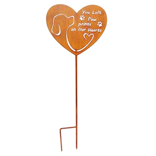 Dog Cemetery Decorations for Grave - Grave Garden Metal Decorations Memorial Dog Heart Stakes Plaque Waterproof Grave Decoration Sympathy Garden Stake Markers Dog Grave Decor (Dog)