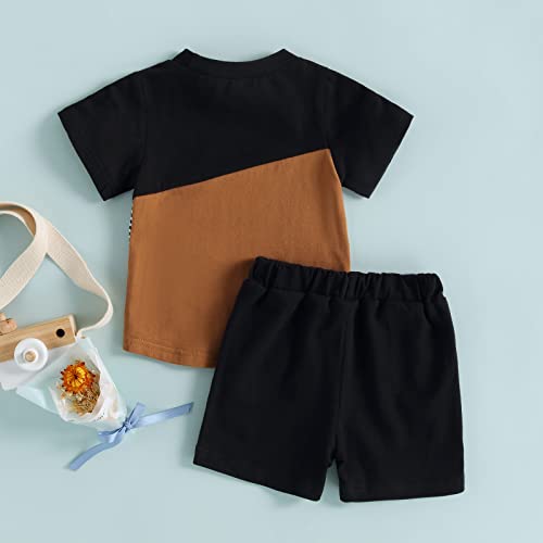 Unisex Toddler Baby Boy Girl Summer Clothes Short Sleeve T-Shirt+Short Pants Cotton Two Piece Color Block Outfits3