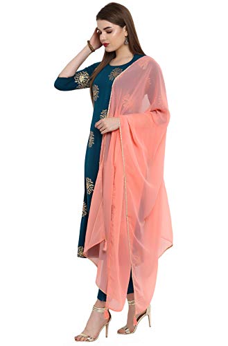 Janasya Indian Women's Tunic Tops Crepe Kurti Set with Dupatta for Women - Image 5